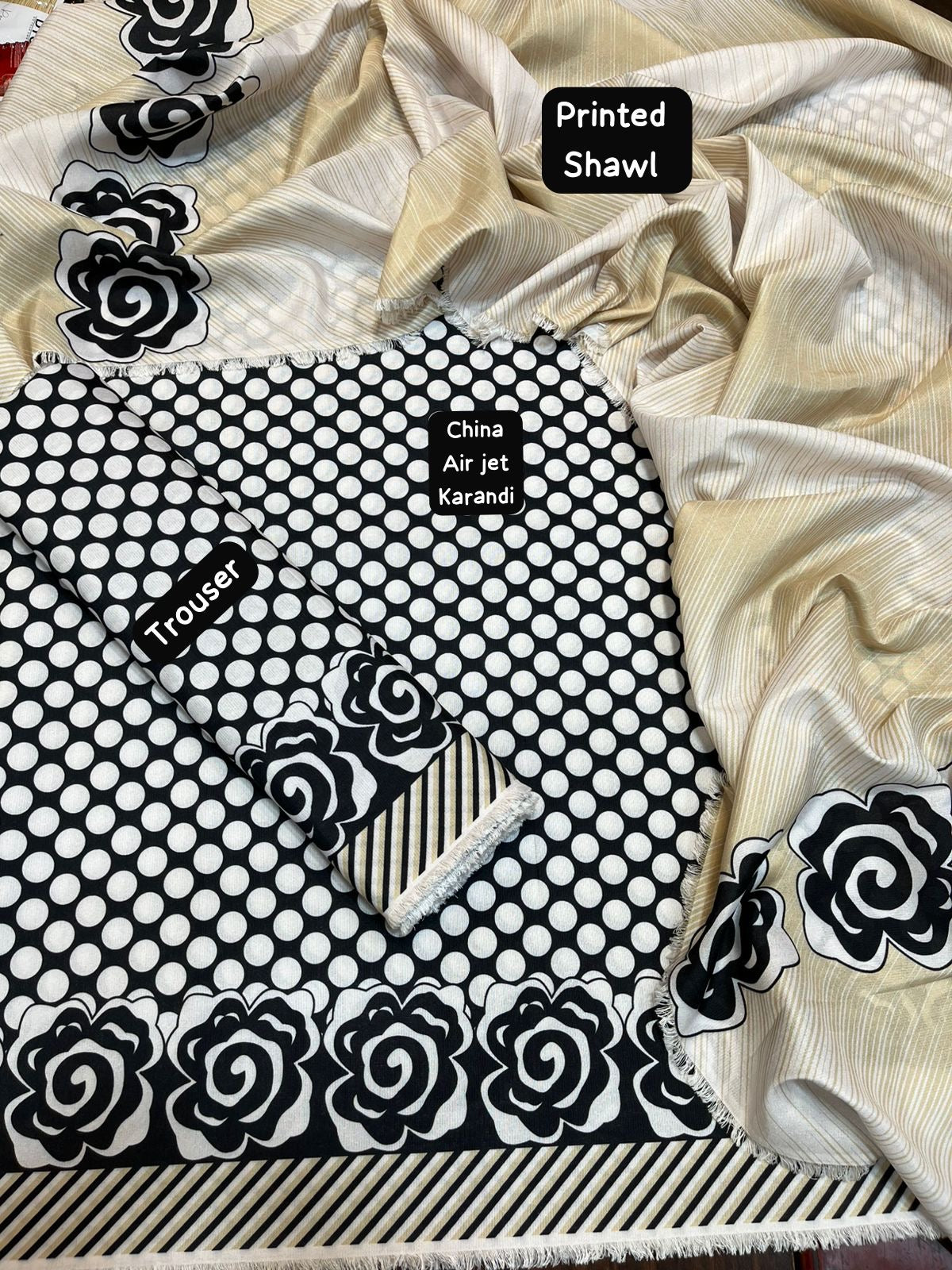 BAROQUE 3PC UNSTITCHED KARANDI DRESS