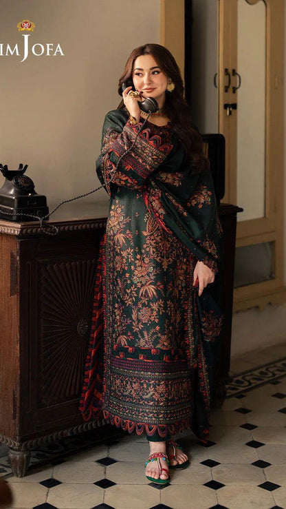 Asim Jofa 3Pc Embroidered Dhanak Suit With Heavily Embroidered Shawl